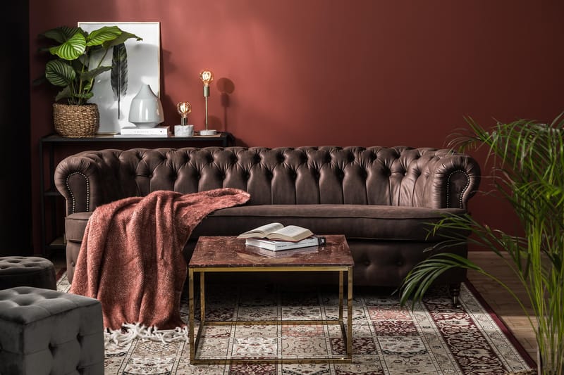Chesterfield 3-seters Sofa Buet - Mørkebrun - Møbler - Sofaer - Sofa 3 seter