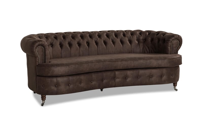 Chesterfield 3-seters Sofa Buet - Mørkebrun - Chesterfield sofaer - Sofa 3 seter