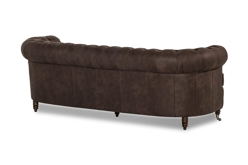 Chesterfield 3-seters Sofa Buet - Mørkebrun - Chesterfield sofaer - Sofa 3 seter