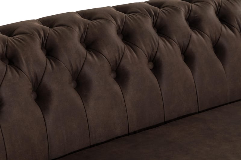 Chesterfield 3-seters Sofa Buet - Mørkebrun - Chesterfield sofaer - Sofa 3 seter