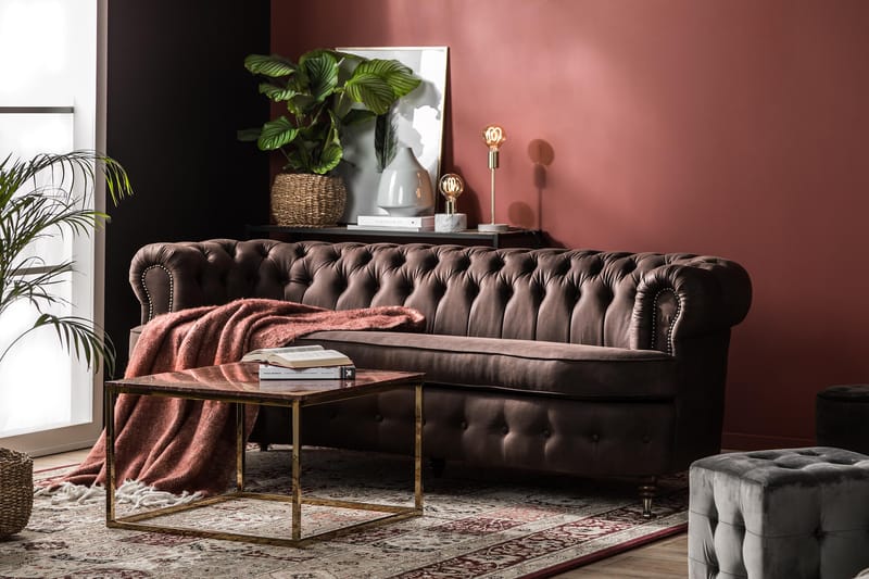 Chesterfield 3-seters Sofa Buet - Mørkebrun - Møbler - Sofaer - Sofa 3 seter