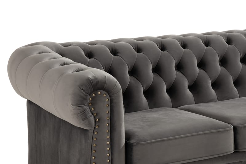 Chesterfield Deluxe 3-seter Sofa - Grå - Møbler - Sofaer - Sofa 3 seter