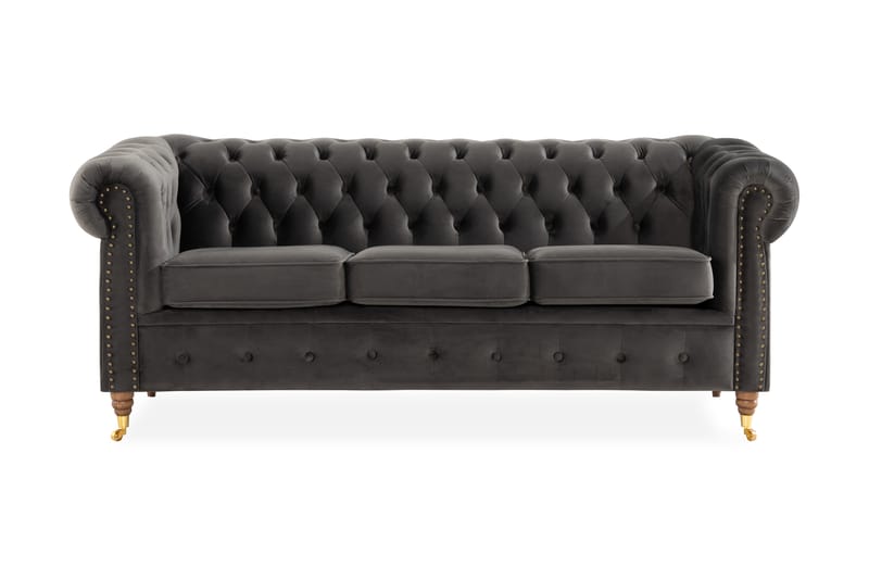 Chesterfield Deluxe 3-seter Sofa - Grå - Chesterfield sofaer - Sofa 3 seter