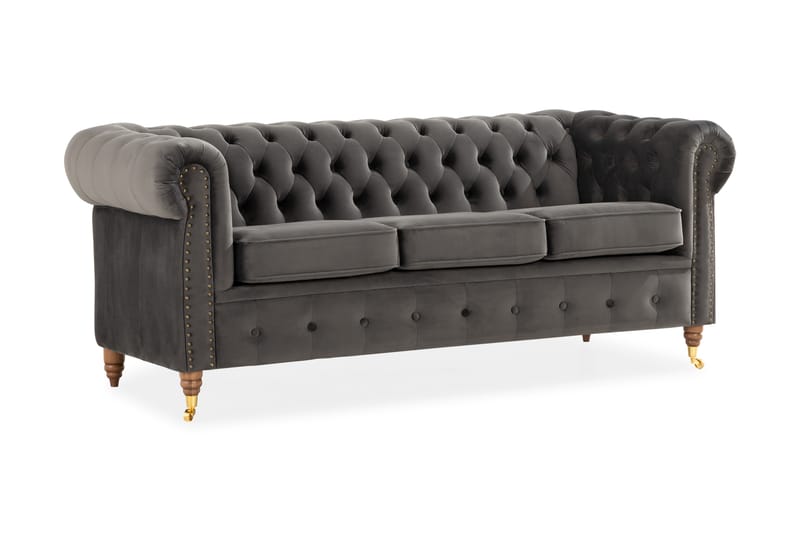 Chesterfield Deluxe 3-seter Sofa - Grå - Møbler - Sofaer - Sofa 3 seter