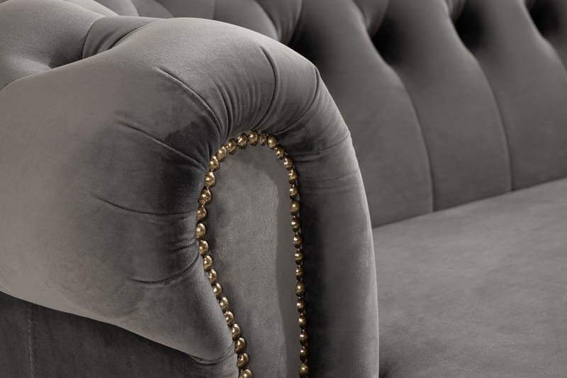 Chesterfield Deluxe Sofa Buet - Grå - Møbler - Sofaer - Sofa 3 seter