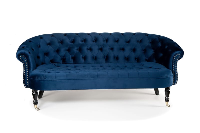 Chesterfield Ludovic Sofa 3-seters - Blå - Chesterfield sofaer - Sofa 3 seter - Fløyel sofaer