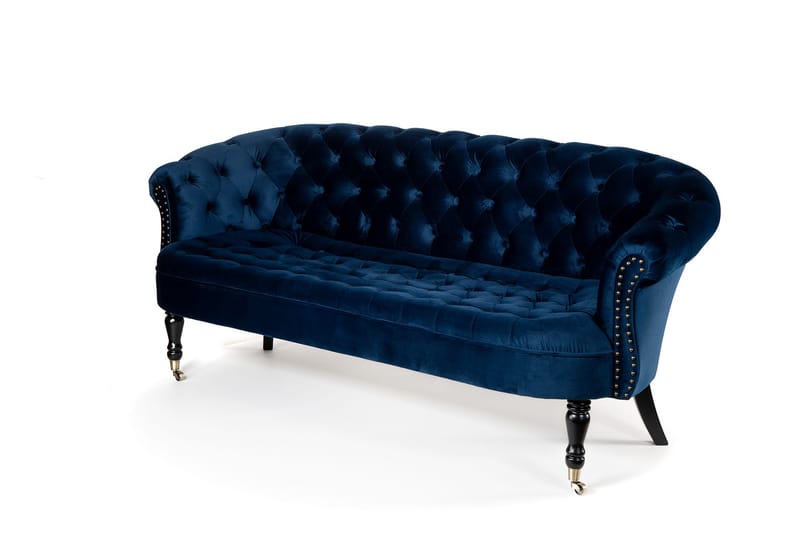 Chesterfield Ludovic Sofa 3-seters - Blå - Chesterfield sofaer - Sofa 3 seter - Fløyel sofaer