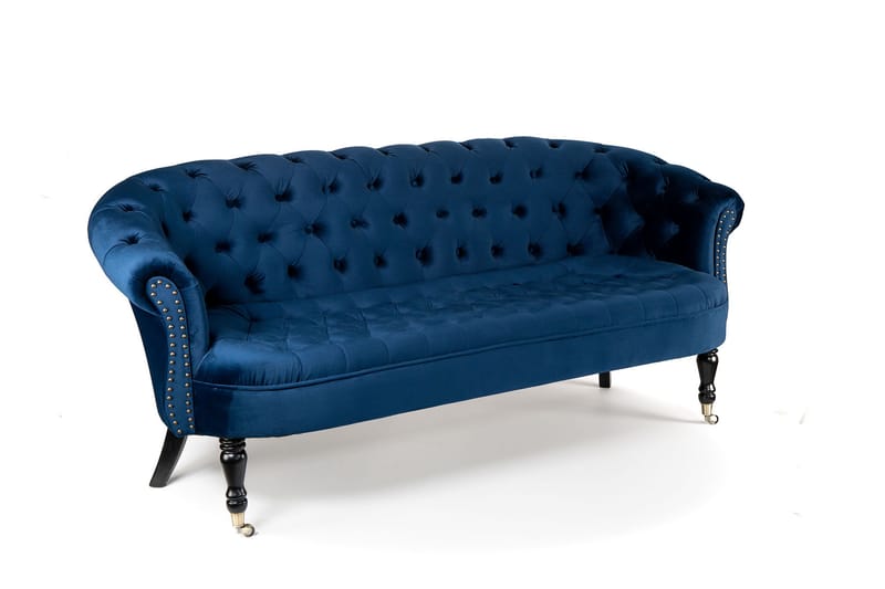 Chesterfield Ludovic Sofa 3-seters - Blå - Chesterfield sofaer - Sofa 3 seter - Fløyel sofaer