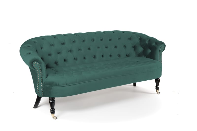 Chesterfield Ludovic Sofa 3-seters - Blågrønn - Chesterfield sofaer - Sofa 3 seter - Fløyel sofaer