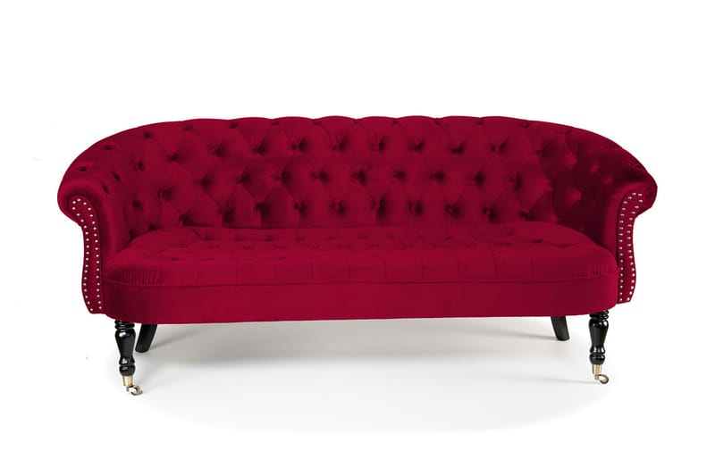 Chesterfield Ludovic Sofa 3-seters - Cerise - Chesterfield sofaer - Sofa 3 seter - Fløyel sofaer