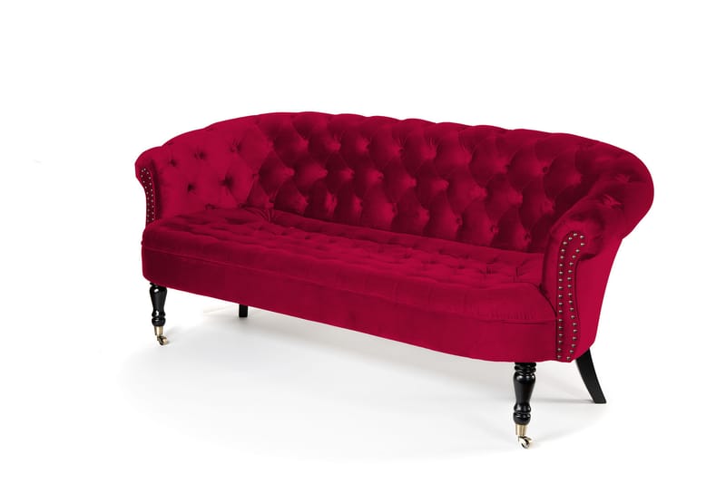 Chesterfield Ludovic Sofa 3-seters - Cerise - Chesterfield sofaer - Sofa 3 seter - Fløyel sofaer