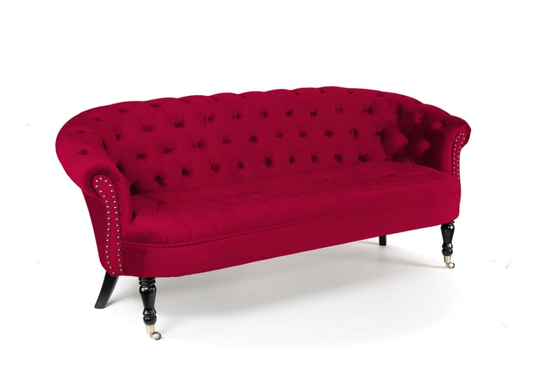 Chesterfield Ludovic Sofa 3-seters - Cerise - Chesterfield sofaer - Sofa 3 seter - Fløyel sofaer