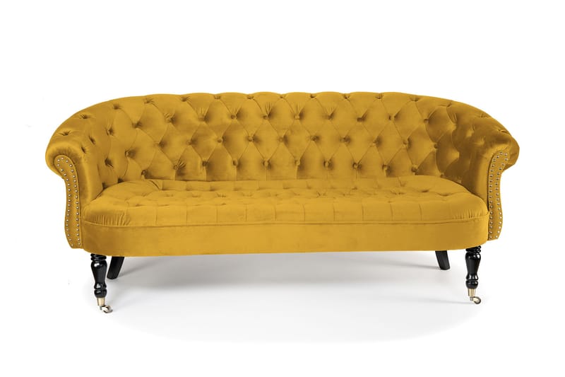 Chesterfield Ludovic Sofa 3-seters - Gul - Chesterfield sofaer - Sofa 3 seter - Fløyel sofaer