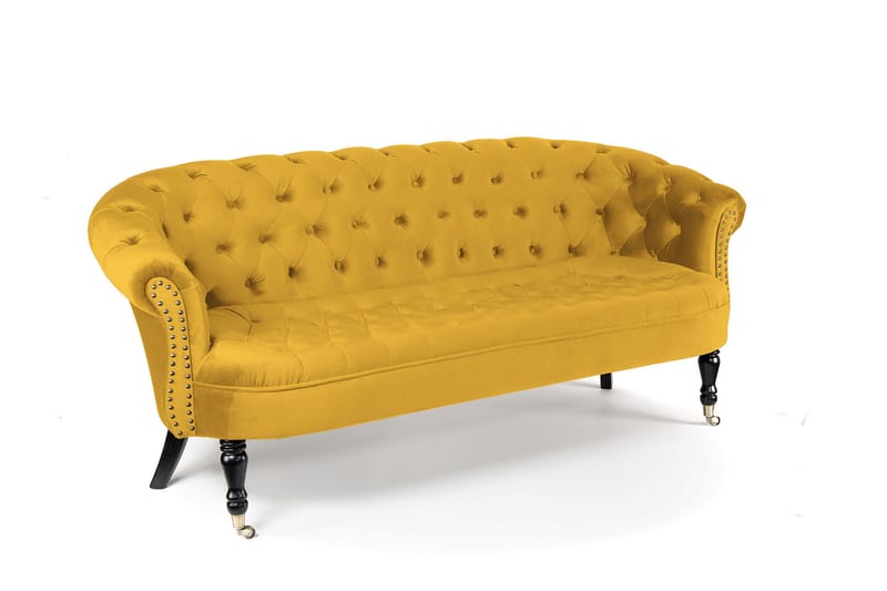 Chesterfield Ludovic Sofa 3-seters - Gul - Chesterfield sofaer - Sofa 3 seter - Fløyel sofaer