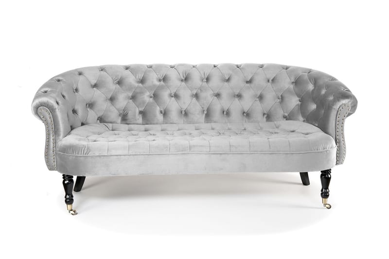 Chesterfield Ludovic Sofa 3-seters - Lysegrå - Fløyel sofaer - Sofa 3 seter - Chesterfield sofaer