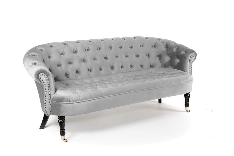 Chesterfield Ludovic Sofa 3-seters - Lysegrå - Chesterfield sofaer - Sofa 3 seter - Fløyel sofaer