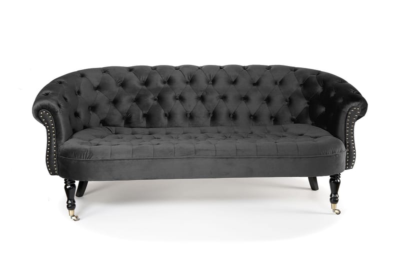 Chesterfield Ludovic Sofa 3-seters - Mørkegrå - Chesterfield sofaer - Sofa 3 seter - Fløyel sofaer