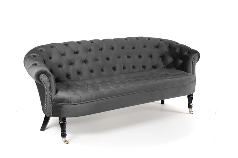 Chesterfield Ludovic Sofa 3-seters - Mørkegrå - Chesterfield sofaer - Sofa 3 seter - Fløyel sofaer