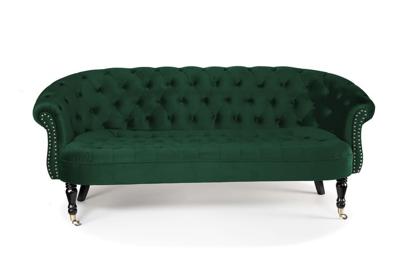 Chesterfield Ludovic Sofa 3-seters - Mørkegrønn - Chesterfield sofaer - Sofa 3 seter - Fløyel sofaer