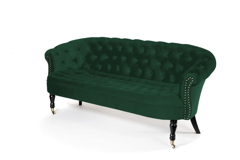 Chesterfield Ludovic Sofa 3-seters - Mørkegrønn - Chesterfield sofaer - Sofa 3 seter - Fløyel sofaer