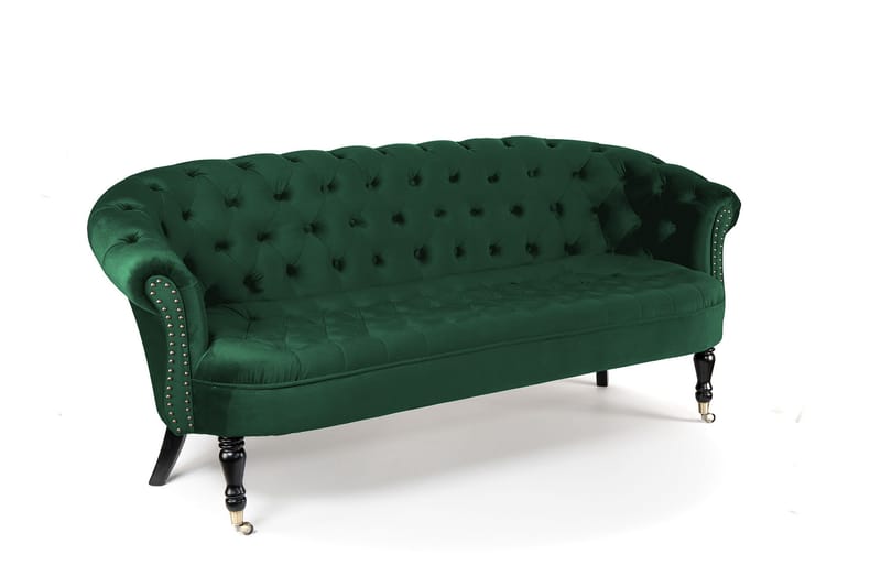 Chesterfield Ludovic Sofa 3-seters - Mørkegrønn - Chesterfield sofaer - Sofa 3 seter - Fløyel sofaer