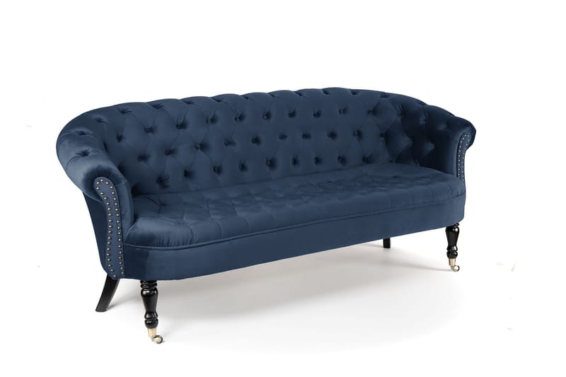 Chesterfield Ludovic Sofa 3-seters - Petrolblå - Chesterfield sofaer - Sofa 3 seter - Fløyel sofaer