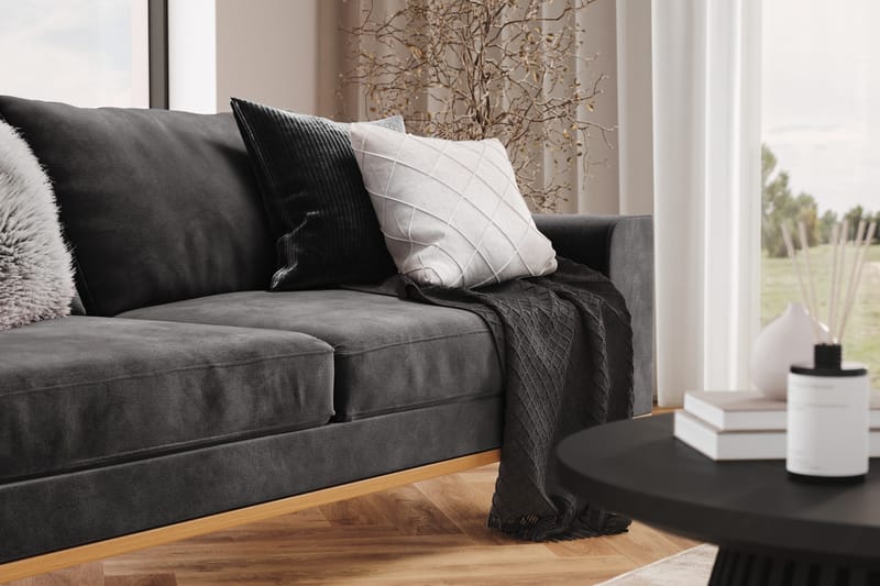 Copenhagen 3-seters Fløyelssofa - Mørk grå - Møbler - Sofaer - Sofa 3 seter