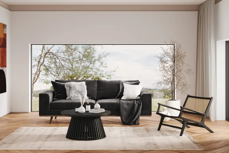 Copenhagen 3-seters Fløyelssofa - Mørk grå - Møbler - Sofaer - Sofa 3 seter