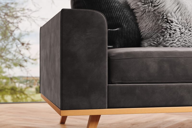 Copenhagen 3-seters Fløyelssofa - Mørk grå - Møbler - Sofaer - Sofa 3 seter