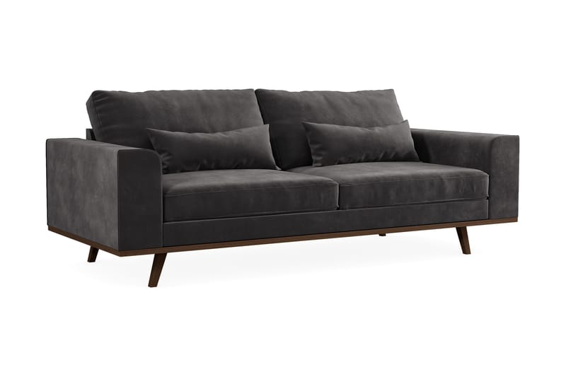 Copenhagen 3-seters Fløyelssofa - Mørk grå - Møbler - Sofaer - Sofa 3 seter