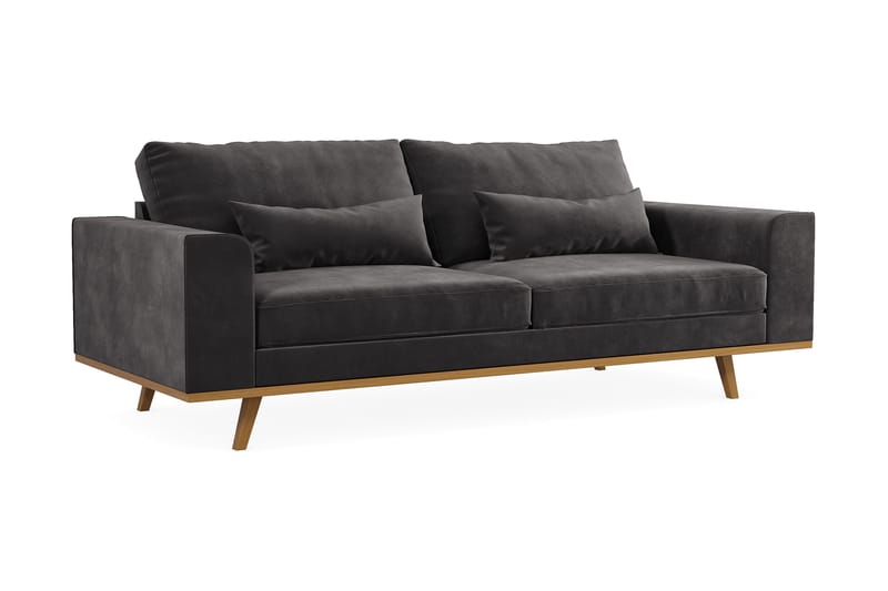 Copenhagen 3-seters Fløyelssofa - Mørk grå - Møbler - Sofaer - Sofa 3 seter