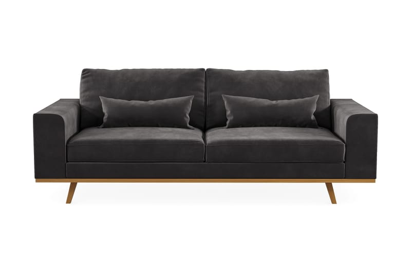 Copenhagen 3-seters Fløyelssofa - Mørk grå - Møbler - Sofaer - Sofa 3 seter