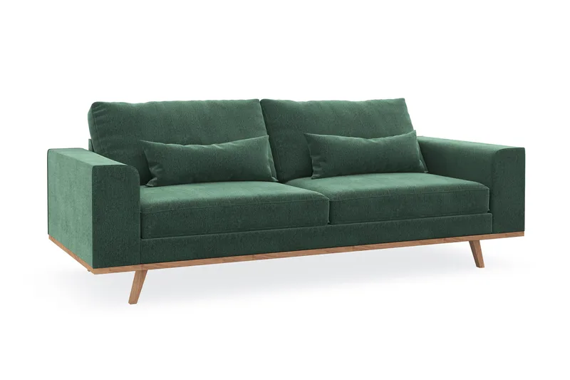 Copenhagen 3-seters Fløyelssofa - Mørk grønn - Møbler - Sofaer - Sofa 3 seter