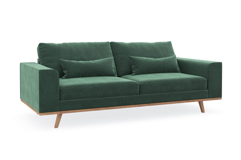 Copenhagen 3-seters Fløyelssofa - Mørk grønn - Møbler - Sofaer - Sofa 3 seter