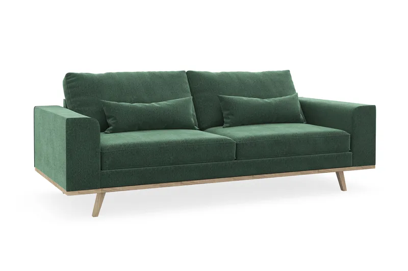 Copenhagen 3-seters Fløyelssofa - Mørk grønn - Møbler - Sofaer - Sofa 3 seter