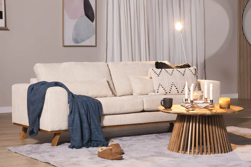 Copenhagen 3-seters Manchestersofa - Beige - Møbler - Sofaer - Sofa 3 seter