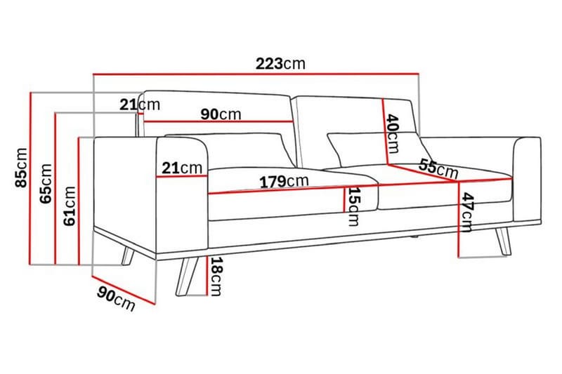 Copenhagen 3-seters Manchestersofa - Beige - Møbler - Sofaer - Sofa 3 seter