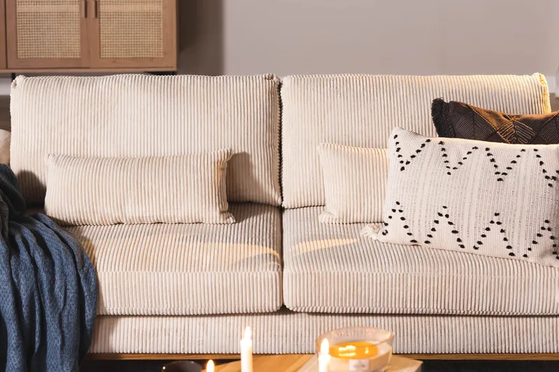 Copenhagen 3-seters Manchestersofa - Beige - Møbler - Sofaer - Sofa 3 seter