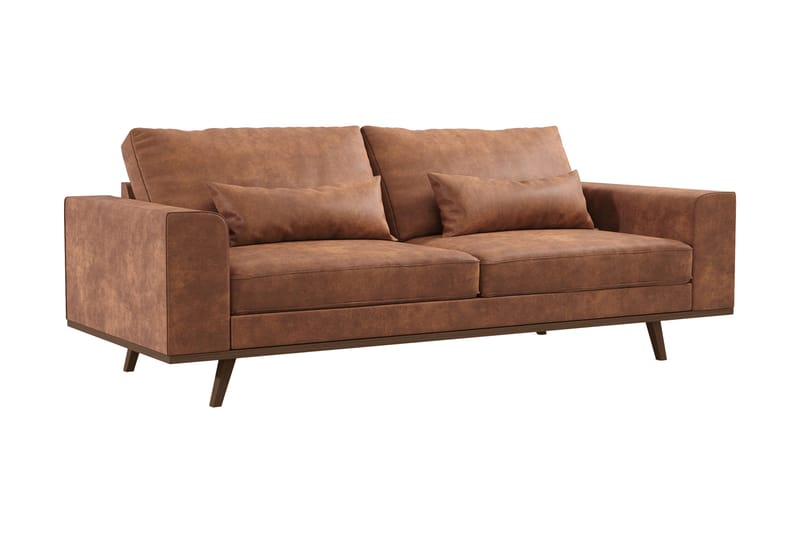 Copenhagen 3-seters Sofa i Kunstlær - Brun - Møbler - Sofaer - Sofa 3 seter