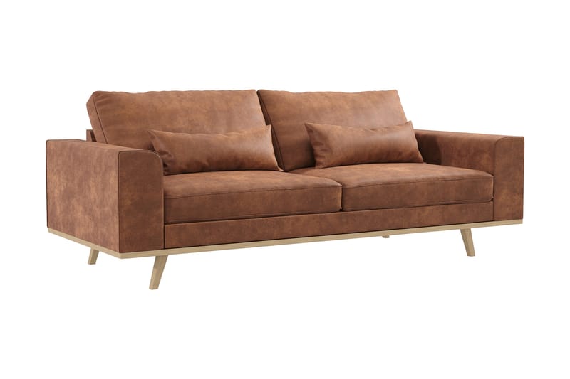 Copenhagen 3-seters Sofa i Kunstlær - Brun - Møbler - Sofaer - Sofa 3 seter