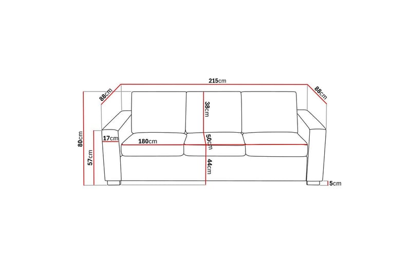 Crazy 3-seters Sofa i Kunstlær - Svart - Møbler - Sofaer - Skinnsofaer