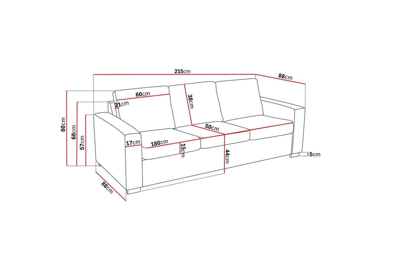 Crazy 3-seters Sofa i Kunstlær - Svart - Møbler - Sofaer - Skinnsofaer