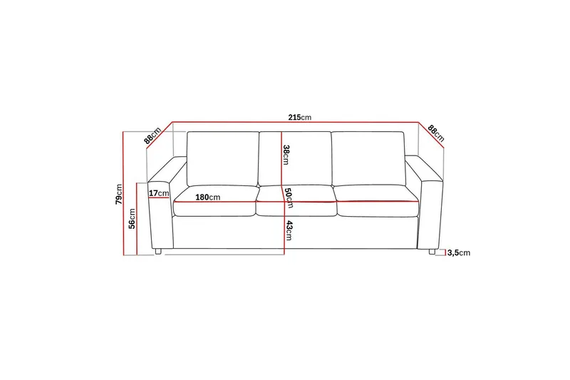 Crazy 3-seters Stoffsofa - Antrasitt - Møbler - Sofaer - Sofa 3 seter