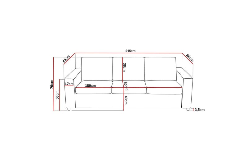 Crazy 3-seters Stoffsofa - Antrasitt - Møbler - Sofaer - Sofa 3 seter