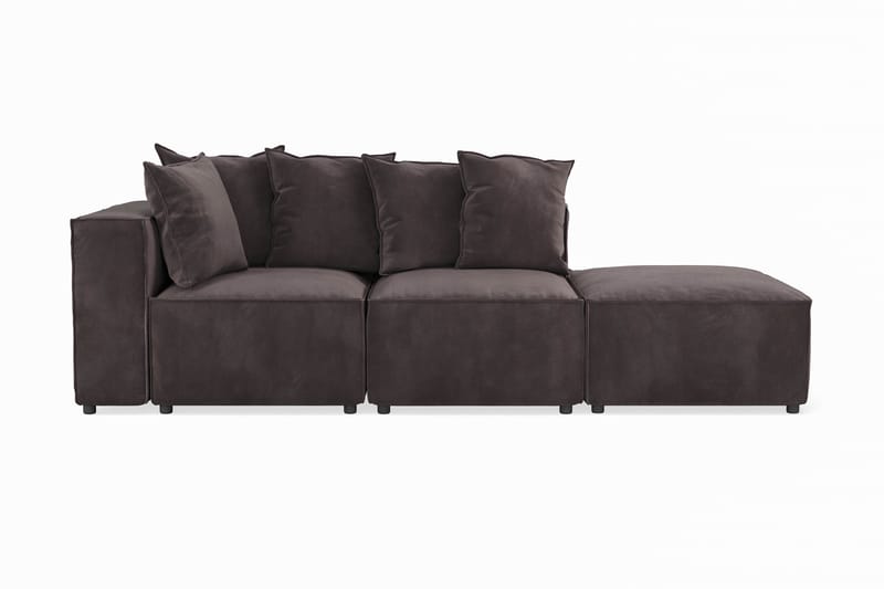 Cubo 3-seters Dyp Modulsofa + Fotskammel i Fløyel - Mørk grå - Møbler - Sofaer - Sofa 3 seter