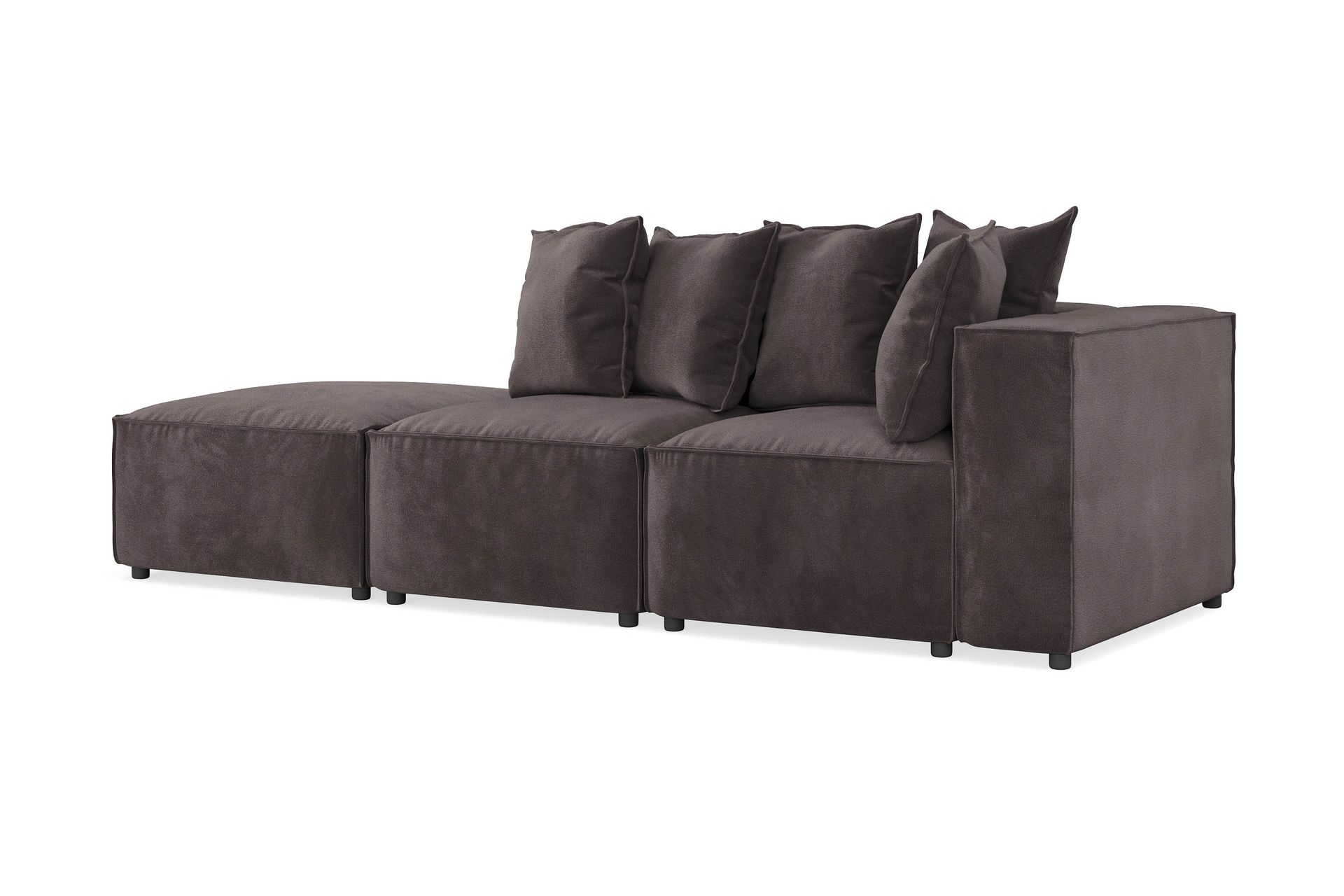 Cubo 3-seters Dyp Modulsofa + Fotskammel i Fløyel - Mørk grå - Møbler - Sofaer - Fløyel sofaer
