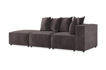 Cubo 3-seters Dyp Modulsofa + Fotskammel i Fløyel - Mørk grå - Møbler - Sofaer - Fløyel sofaer