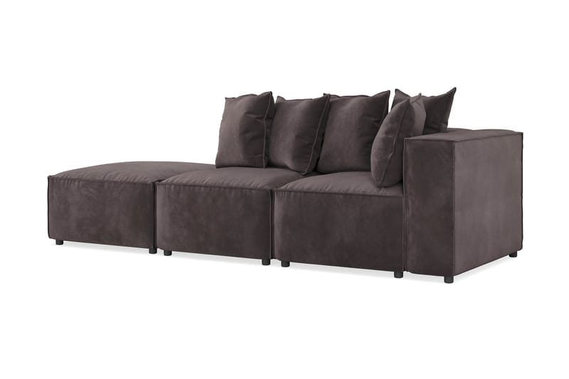 Cubo 3-seters Dyp Modulsofa + Fotskammel i Fløyel - Mørk grå - Møbler - Sofaer - Sofa 3 seter