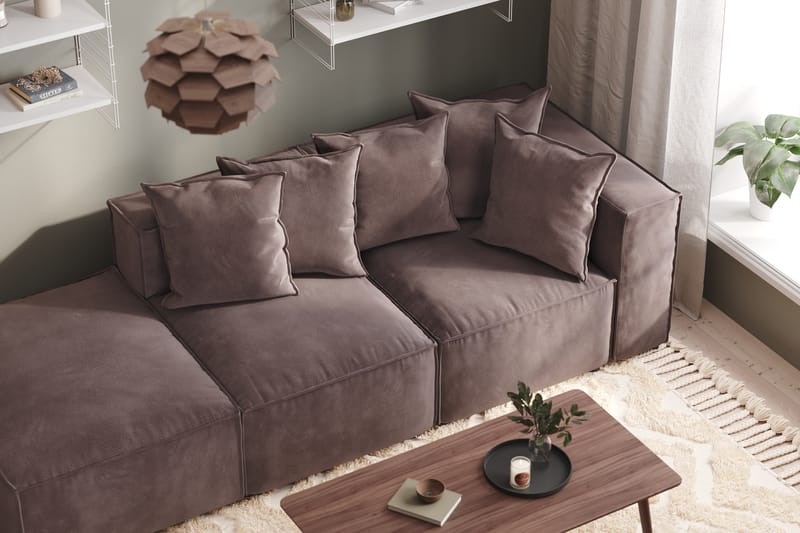 Cubo 3-seters Dyp Modulsofa + Fotskammel i Fløyel - Mørk grå - Møbler - Sofaer - Sofa 3 seter