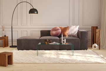 Cubo 3-seters Dyp Modulsofa + Fotskammel i Fløyel - Mørk grå - Møbler - Sofaer - Fløyel sofaer